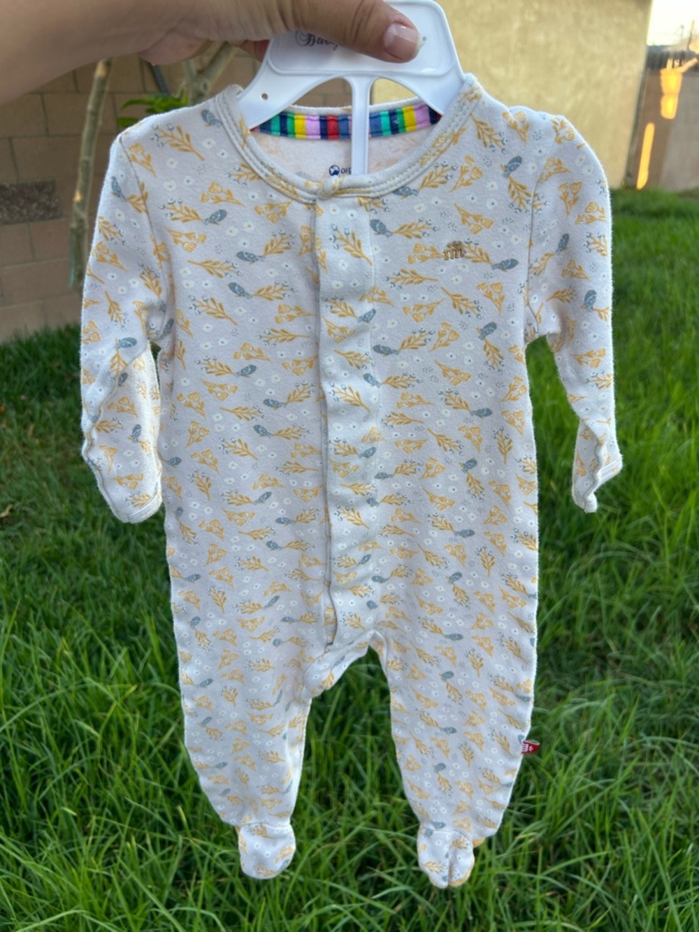 Magnetic Me Cream One-Piece with Yellow & Light Gray Floral Print